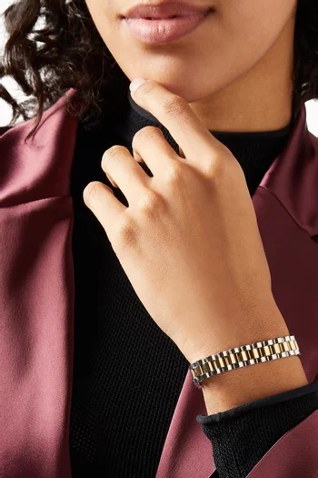 Timepiece Chain Bracelet in Silver & 18kt Gold Plating 