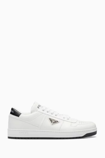 Triangle Logo Sneakers in Calfskin Leather          