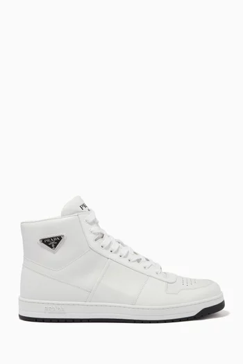 Downtown Triangle Logo Sneakers in Calfskin Leather  