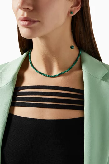 Malachite Ball Drop Earrings in 14kt Yellow Gold 