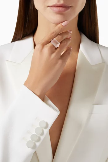 East West Rose Quartz Ring in 14kt Yellow Gold  