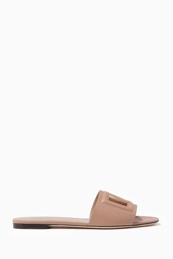 Bianca Sliders with DG Millennials Logo in Leather         