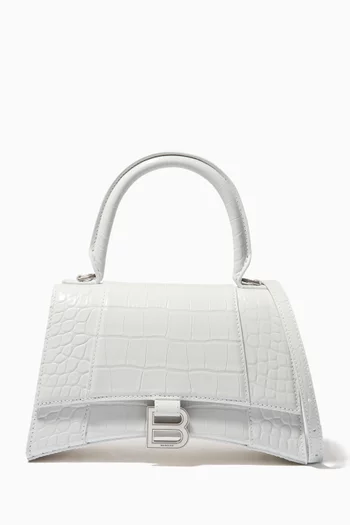 Hourglass Small Top Handle Bag in Shiny Croc-embossed Calfskin 