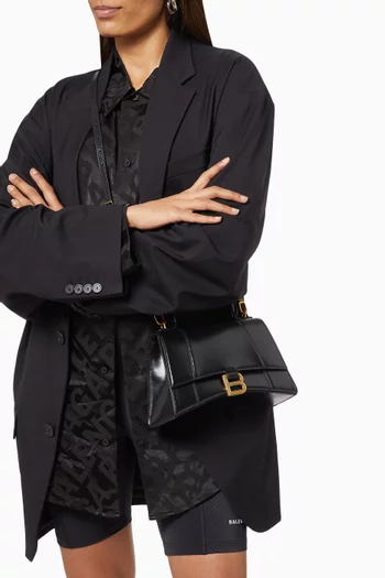 Hourglass Small Top Handle Bag in Shiny Box Calfskin   