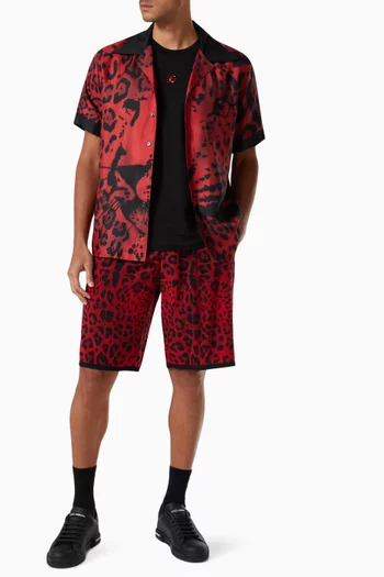 Leopard Print Basketball Shorts in Viscose 