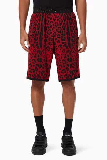 Leopard Print Basketball Shorts in Viscose 