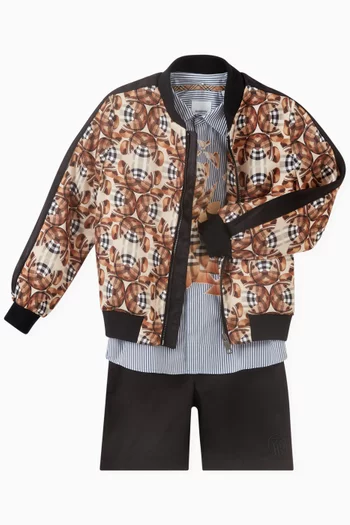 Bomber Jacket in Thomas Bear Print Satin  