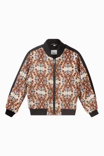 Bomber Jacket in Thomas Bear Print Satin  