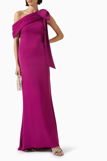 Cassia Bow-Shoulder Gown in Crepe