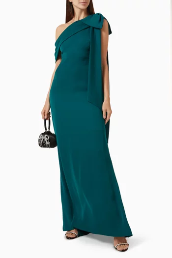 Cassia Bow-Shoulder Gown in Crepe