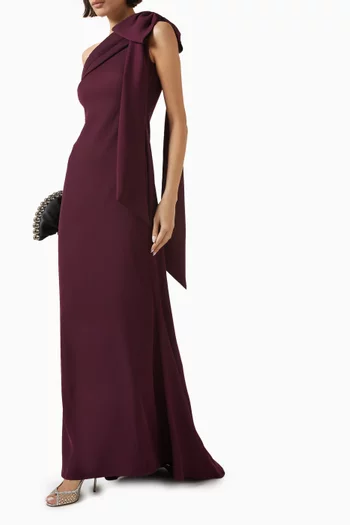 Cassia Bow-Shoulder Gown in Crepe