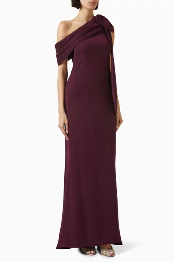 Cassia Bow-Shoulder Gown in Crepe