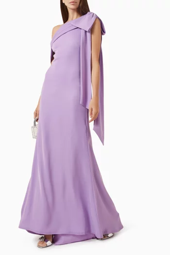Cassia Bow-Shoulder Gown in Crepe