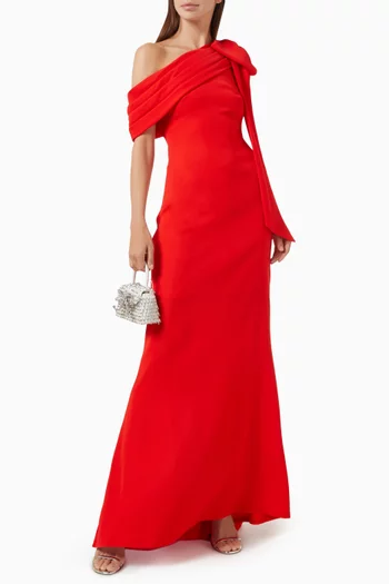 Cassia Bow-Shoulder Gown in Crepe