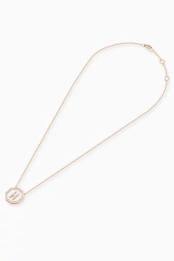 قلادة حرف تراث بدلاية حرف 'A' مرصع بالماس ذهب وردي عيار 18