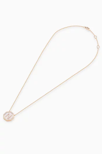 Harf Turath Letter 'N' Diamond Necklace in 18kt Rose Gold