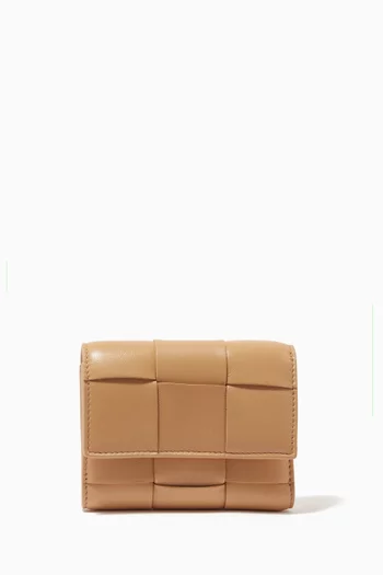 Mini Tri-fold Zip Wallet in Intrecciato Nappa     