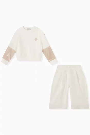 Bi Material Tracksuit Set in Cotton Knit 