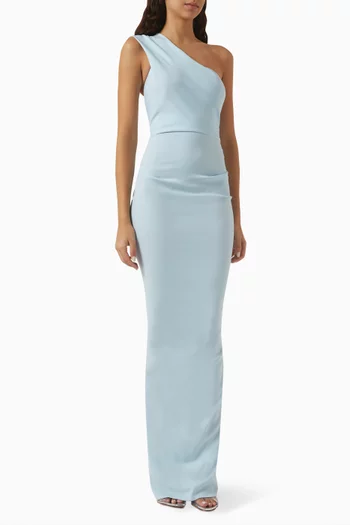 One-shoulder Gown in Odessa Stretch Crepe