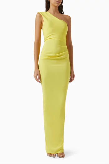 One-shoulder Gown in Odessa Stretch Crepe