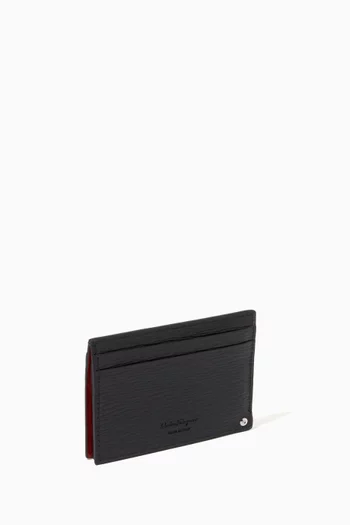 Gancini Card Holder in Hammered Calf Leather  