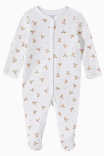Bear-print Sleepsuit in Cotton