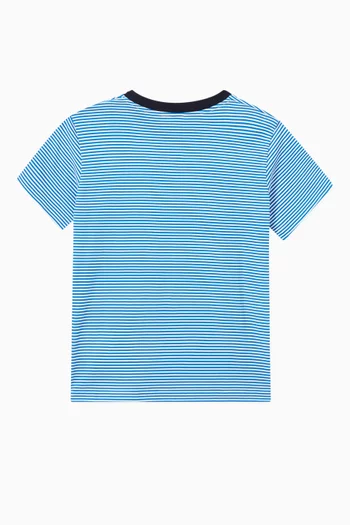Striped Logo Print T-shirt in Cotton Jersey  