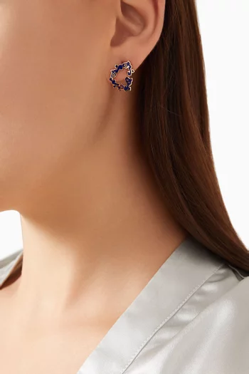 "Hob/ Love" Heart Enamel Earrings in 18kt Yellow Gold
