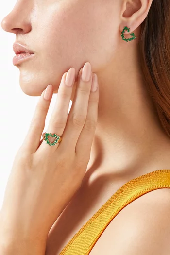 "Hob/ Love" Heart Enamel Ring in 18kt Yellow Gold          