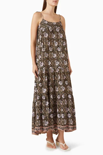 Melanie Floral-print Maxi Dress in Rayon