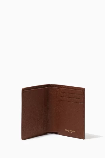 Tiny Monogram Credit Card Wallet in Graine Leather       