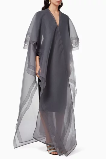 Double Layered Abaya in Crinkled Organza 