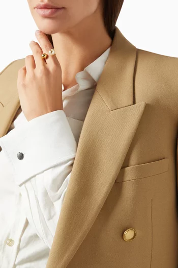 خاتم مفتوح معدن مزين بلؤلؤ وشعار YSL