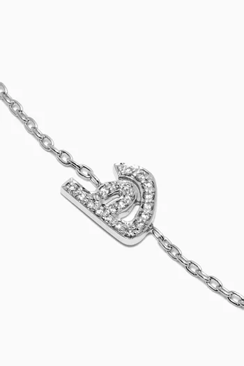 "H" Letter Bracelet with Diamonds in 18kt White Gold