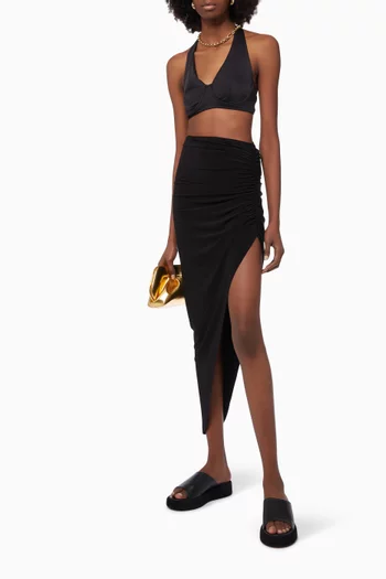Side Drape Maxi Skirt   