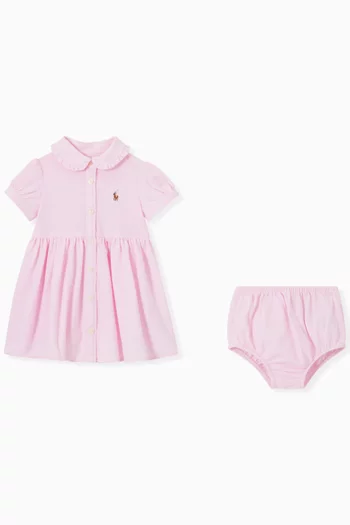 طقم فستان بولو وسروال تحتي قطن