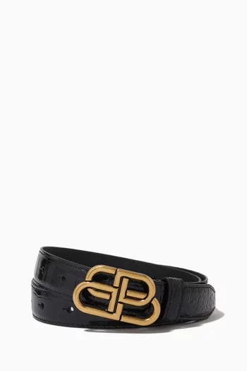 BB Thin Belt in Crocodile Embossed Calfskin