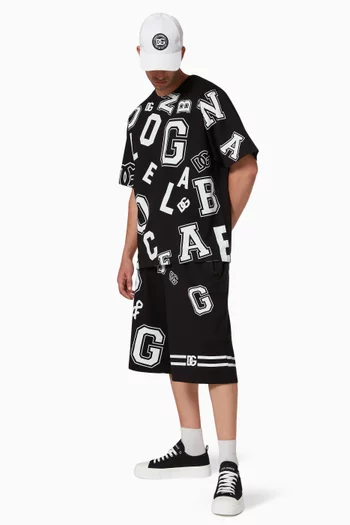 All-over DG Logo Shorts in Cotton Jersey  