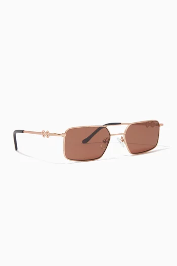 Devon Rectangular Sunglasses in Metal         