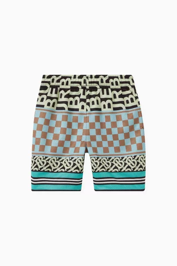 Checkerboard Montage Print Shorts in Mesh