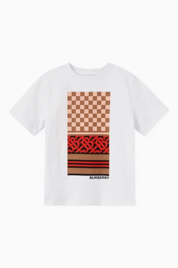 Checkerboard Montage Print T-shirt in Cotton