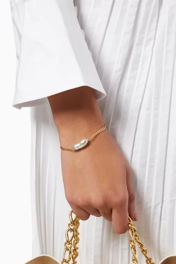 Pearl Chain Link Bracelet in 18kt Yellow Gold