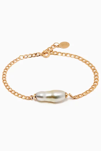 Pearl Chain Link Bracelet in 18kt Yellow Gold