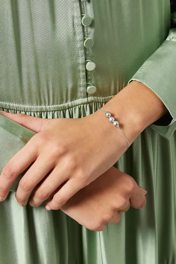 My First Three Pearls Bracelet in 18kt White Gold 