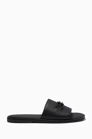 Jareth Slide Sandals in Leather 