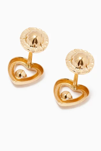 Heart Diamond Stud Earrings in 18kt Yellow Gold  
