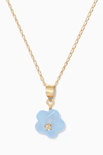 Floral Chalcedony & Diamond Necklace in 18kt Yellow Gold      
