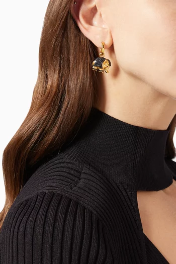 Oriental Elephant Hoop Single Earring in 24kt Gold-plated Bronze