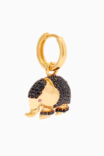 Oriental Elephant Hoop Single Earring in 24kt Gold-plated Bronze