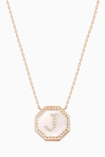 Harf Turath Letter Necklace with Diamonds in 18kt Rose Gold    